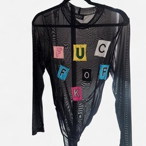 AKIRA Multicolor Patch Black Bodysuit